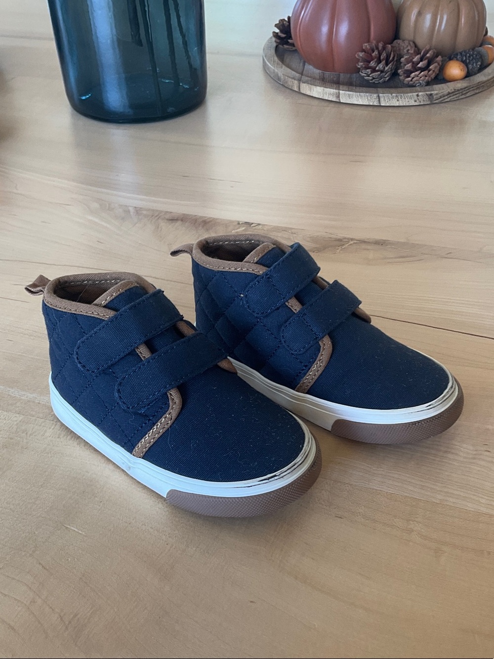 Old Navy Navy and Brown Kids Velcro High-Top Sneakers